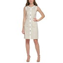 g~[ qtBK[ fB[X s[X gbvX Women's Faux-Button-Front Sheath Dress Ivory.khaki