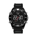 JEFA Y rv ANZT[ Men's Analog-Digital, Quartz Black Silicone Strap Watch 50mm x 58mm Black