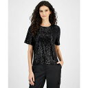 バースリー レディース カットソー トップス Women's Sequined Boxy Top, Created for Macy's Black