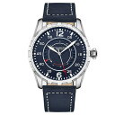 X^[O Y rv ANZT[ Men's Quartz Blue Genuine Leather with White Contrast Stitching Strap Watch 44mm Blue