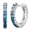 @ fB[X sAXCO ANZT[ Denim Ombr&eacute; Sapphire (1/4 ct. t.w.) & White Sapphire (1/20 ct. t.w.) Small Hoop Earrings in 14k White Gold, 0.5