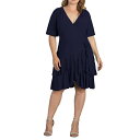 Li fB[X s[X gbvX Women's Plus size Miranda Ruffle Wrap Dress Nouveau navy