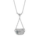 2028 fB[X lbNXE`[J[Ey_ggbv ANZT[ Silver-Tone Blue Crystal Flower Purse Necklace White