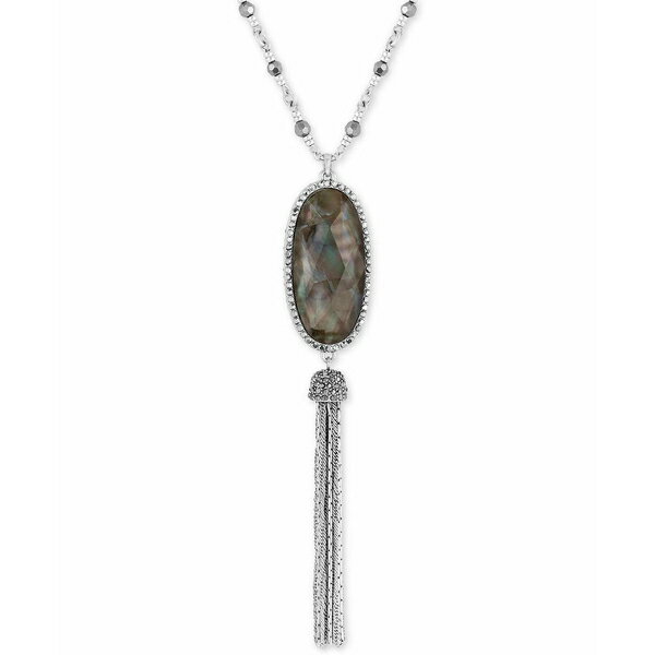 ラッキーブランド レディース ネックレス・チョーカー・ペンダントトップ アクセサリー Silver-Tone Mother-of-Pearl-Look Beaded Lariat Necklace Silver