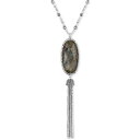 ラッキーブランド メンズ ネックレス・チョーカー アクセサリー Silver-Tone Mother-of-Pearl-Look Beaded Lariat Necklace Silver