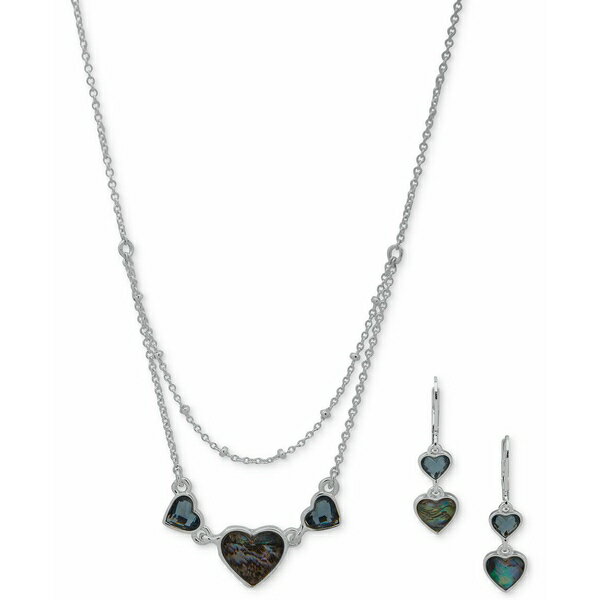 ANC fB[X lbNXE`[J[Ey_ggbv ANZT[ Silver-Tone Stone Heart Layered Statement Necklace & Drop Earrings Set Aqua Blue