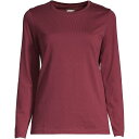 ランズエンド レディース カットソー トップス Women's Relaxed Supima Cotton Long Sleeve Crewneck T-Shirt Rich burgundy