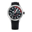 Xgg }[m Y rv ANZT[ Men's Regatta VIP Day Retrograde Black Silicone Performance Timepiece Watch 46mm Black