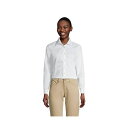 ランズエンド レディース カットソー トップス Women 039 s School Uniform No Gape Long Sleeve Stretch Shirt Pearl white