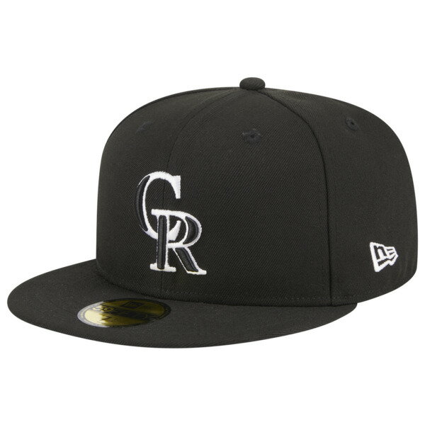 ニューエラ メンズ 帽子 アクセサリー New Era Rockies 5950 Evergreen Side Patch Fitted Hat White/Black
