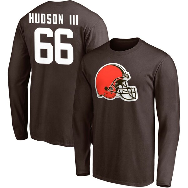 ファナティクス メンズ Tシャツ トップス Cleveland Browns Fanatics Branded Team Authentic Personalized Name Number Long Sleeve TShirt Brown