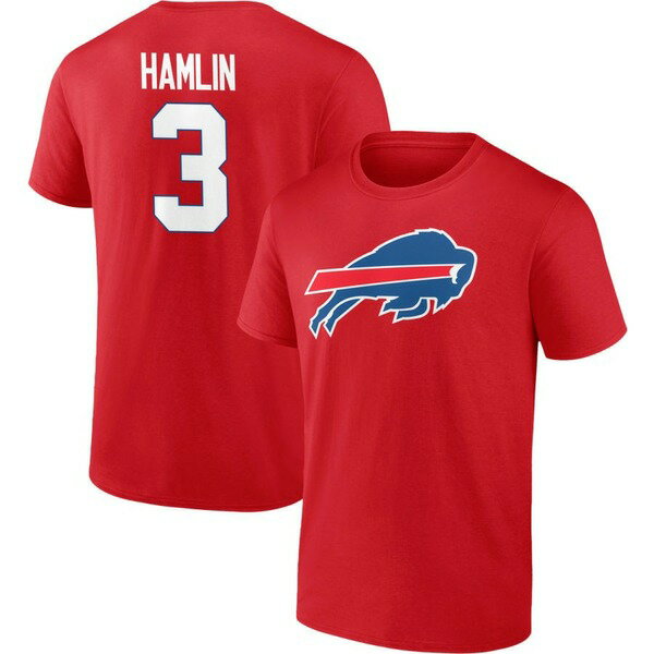 ファナティクス メンズ Tシャツ トップス Buffalo Bills Fanatics Branded Team Authentic Logo Personalized Name & Number TShirt Red