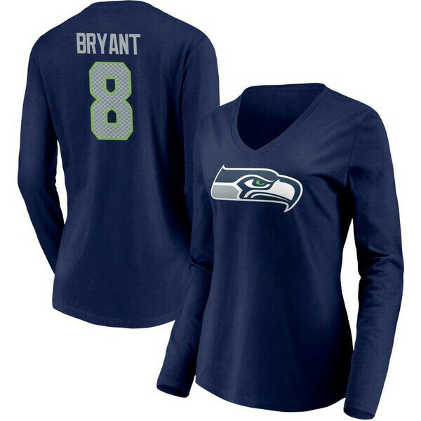 t@ieBNX fB[X TVc gbvX Seattle Seahawks Fanatics Branded Women's Team Authentic Personalized Name & Number Long Sleeve VNeck TShirt College Navy