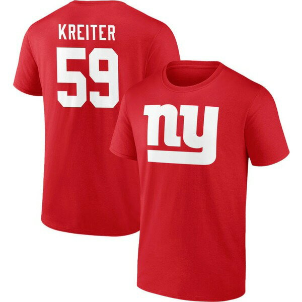 եʥƥ  T ȥåץ New York Giants Fanatics Branded Team Authentic Logo Personalized Name &Number TShirt Red