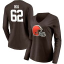 ファナティクス レディース Tシャツ トップス Cleveland Browns Fanatics Branded Women's Team Authentic Personalized Name & Number Long Sleeve VNeck TShirt Brown