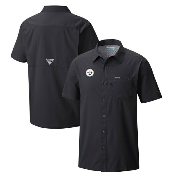 コロンビア メンズ シャツ トップス Pittsburgh Steelers Columbia Slack Tide OmniWick ButtonUp Camp Shirt Black