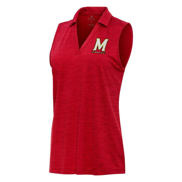 アンティグア レディース ポロシャツ トップス Maryland Terrapins Antigua Women's Layout Sleeveless VNeck Polo Heather Red