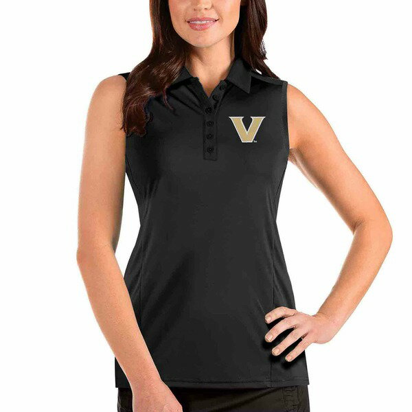 ƥ ǥ ݥ ȥåץ Vanderbilt Commodores Antigua Women's Team Logo Tribute Sleeveless Polo Black