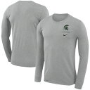 ナイキ メンズ Tシャツ トップス Michigan State Spartans Nike Logo Stack Legend Performance Long Sleeve TShirt Gray