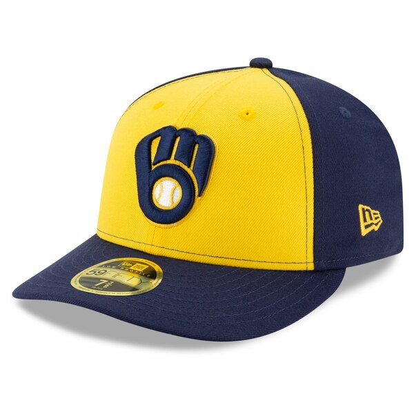 ニューエラ メンズ 帽子 アクセサリー Milwaukee Brewers New Era Alternate 2020 Authentic Collection OnField Low Profile Fitted Hat Navy/Yellow