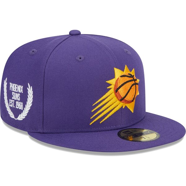 ニューエラ メンズ 帽子 アクセサリー Phoenix Suns New Era Camo Undervisor Laurels 59FIFTY Fitted Hat Purple