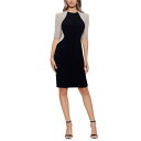 エスケープ レディース ワンピース トップス Women's Rhinestone Illusion Sheath Dress Black/Nude/Silver