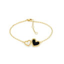 トミー ヒルフィガー レディース ブレスレット・バングル・アンクレット アクセサリー Black Enamel Heart Bracelet in 18K Gold Plated Gold