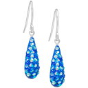 Wj xj[j fB[X sAXCO ANZT[ Pave Crystal Teardrop Earrings in Sterling Silver. Available in Clear, Black, Blue, Multi, Purple or Red BLUE