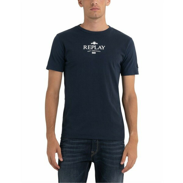 【送料無料】 リプレイ メンズ Tシャツ トップス Replay Logo T-Shirt Mens 085Blue