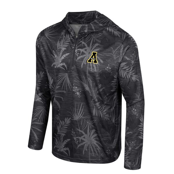 コロシアム メンズ ジャケット＆ブルゾン アウター Appalachian State Mountaineers Colosseum Palms Printed Lightweight QuarterZip Hooded Top Black