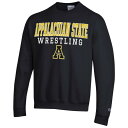 チャンピオン メンズ パーカー・スウェットシャツ アウター Appalachian State Mountaineers Champion Wrestling Stack Logo Powerblend Pullover Sweatshirt Black