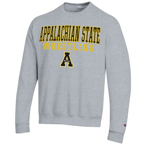 ԥ  ѡåȥ  Appalachian State Mountaineers Champion Wrestling Stack Logo Powerblend Pullover Sweatshirt Heather Gray