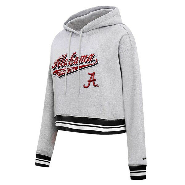 楽天astyプロスタンダード レディース パーカー・スウェットシャツ アウター Alabama Crimson Tide Pro Standard Women's Script Tail Fleece Cropped Pullover Hoodie Heather Gray