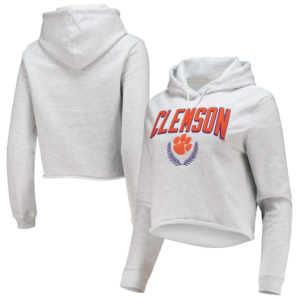 リーグカレッジエイトウェア レディース パーカー・スウェットシャツ アウター Clemson Tigers League Collegiate Wear Women's 1636 Cropped Pullover Hoodie Ash