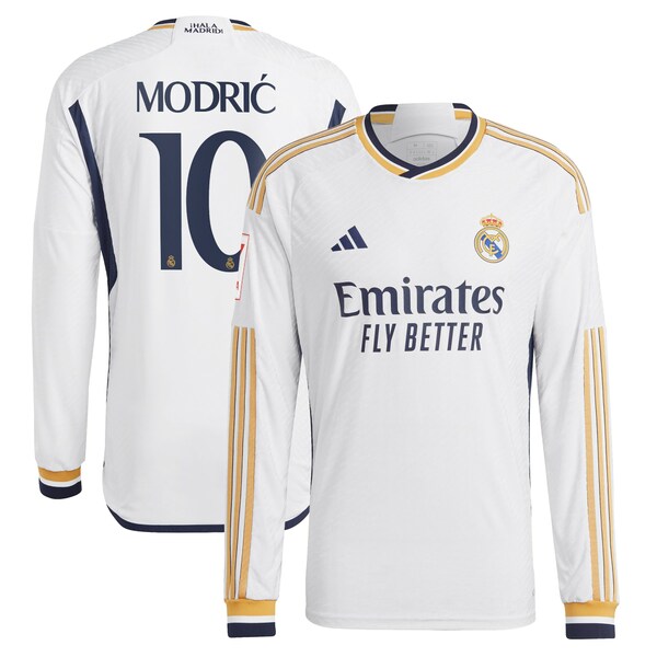 アディダス メンズ ユニフォーム トップス Luka Modric Real Madrid adidas Home 2023/24 Authentic Long Sleeve Jersey White