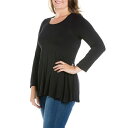 24セブンコンフォート レディース カットソー トップス Women's Plus Size Poised Swing Tunic Top Black(4)