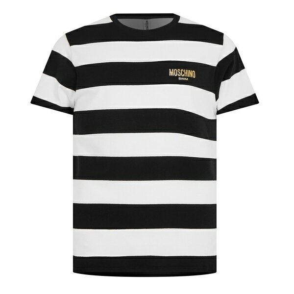 モスキーノ Tシャツ メンズ 【送料無料】 モスキーノ メンズ Tシャツ トップス Stripe Print T Shirt Black 1555