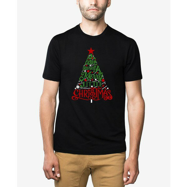 エルエーポップアート メンズ Tシャツ トップス Men's Have Yourself a Merry Little Christmas Premium Blend Word Art T-Shirt Black