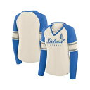 ファナティクス レディース カットソー トップス Women's Cream/Blue Detroit Lions Hometown Gridiron Hero Raglan Lace-Up V-Neck Long Sleeve T-Shirt Cream, Blue