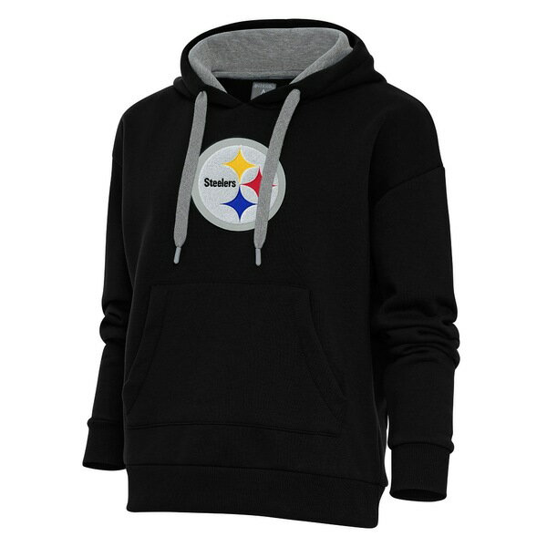 アンティグア レディース パーカー・スウェットシャツ アウター Pittsburgh Steelers Antigua Women's Victory Chenille Pullover Hoodie Black