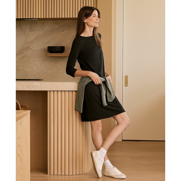パクト レディース ワンピース トップス Organic Cotton Softspun Boat Neck Dress Black