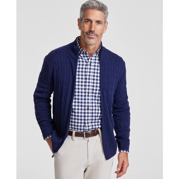 クラブルーム メンズ ニット&セーター アウター Men's Cable-Knit Full-Zip Sweater, Created for Macy..