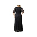 キヨナ レディース ワンピース トップス Plus Size Luminous Sequin Lace Evening Gown with Pockets Onyx