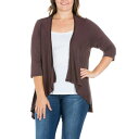 24セブンコンフォート レディース カーディガン アウター Plus Size Elbow Length Sleeve Open Cardigan Brown