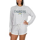 コンセプトスポーツ レディース Tシャツ トップス Los Angeles Chargers Concepts Sport Women 039 s Visibility Long Sleeve Hoodie TShirt Shorts Set Cream