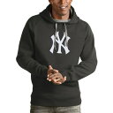 アンティグア メンズ パーカー・スウェットシャツ アウター New York Yankees Antigua Victory Pullover Team Logo Hoodie Charcoal