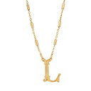 2028 fB[X lbNXE`[J[Ey_ggbv ANZT[ Initial Necklace Yellow-L