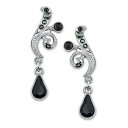 2028 fB[X sAXCO ANZT[ Silver-Tone Black and Hematite Color Crystal Vine Drop Earrings Black