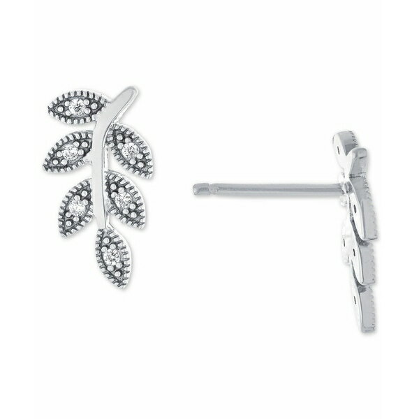  ٥ˡ ǥ ԥ ꡼ Cubic Zirconia Leaf Stud Earrings, Created for Macy's Sterling Silver