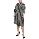 j[[NRNV fB[X s[X gbvX Plus Size Printed Shirt Dress Hoffy Doeskin and Black